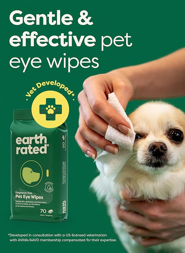 Earth Rated Vet-Developed Dog Eye Wipes, Hypoallergenic Pet Wipes - Image 2