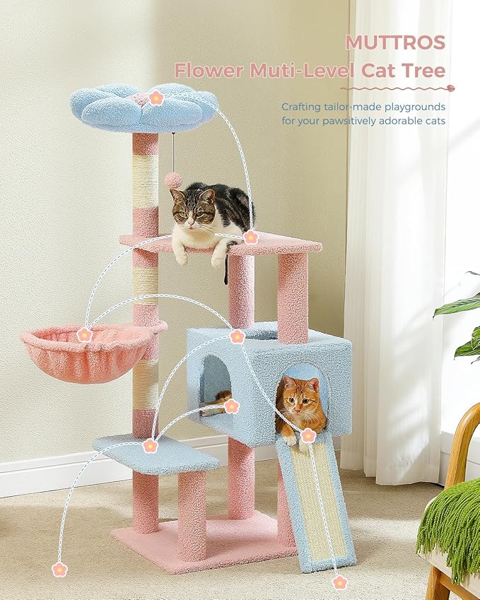 MUTTROS Flower Cat Tree 47.2" Multi-Level Cat Tower - Image 6
