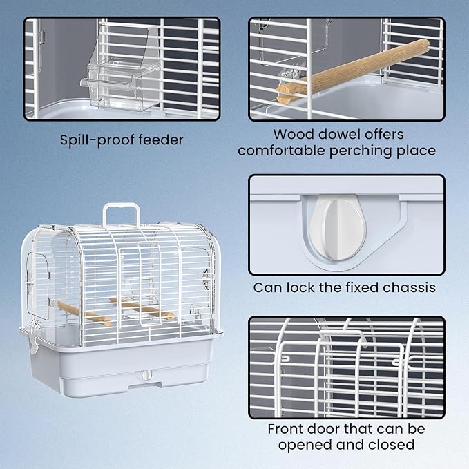 Travel Bird Carrier Cage, Transparent Parakeet Cage, Small Portable Bird Cage - Image 3