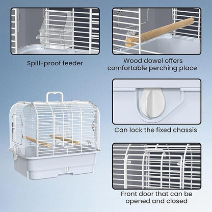 Travel Bird Carrier Cage, Transparent Parakeet Cage, Small Portable Bird Cage - Image 3