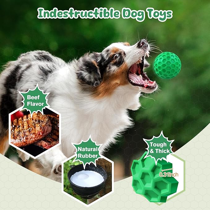 Tough Dog Chew Toys for Aggressive Chewers, Indestructible Dog Balls for - Image 3
