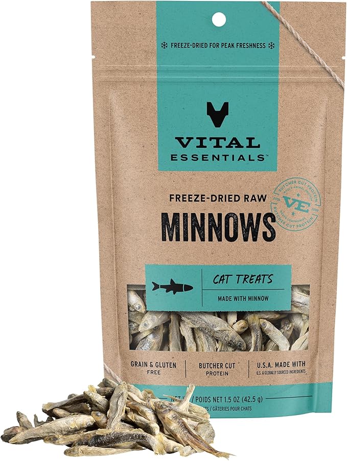Vital Essentials Freeze Dried Minnows Cat Treats | Single Ingredient | Premium by VitalEssentials