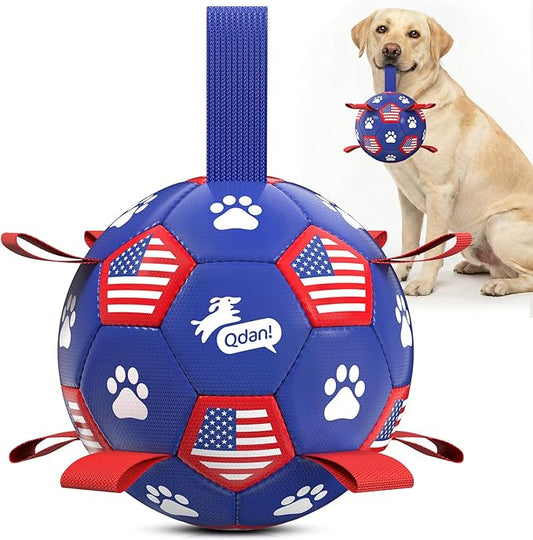 QDAN Dog Toys Soccer Ball with Straps, Durable Balls by QDAN