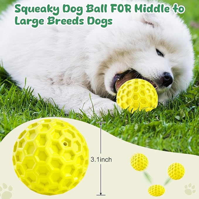 Squeaky Dog Toys for Aggressive Chewers, Indestructible Dog Balls for - Image 2