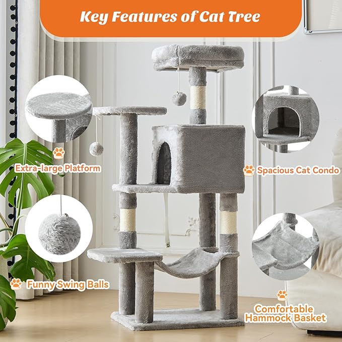 DUMOS Small 44 Inch Cat Tree Tower, Cat Climbing Tower - Image 3
