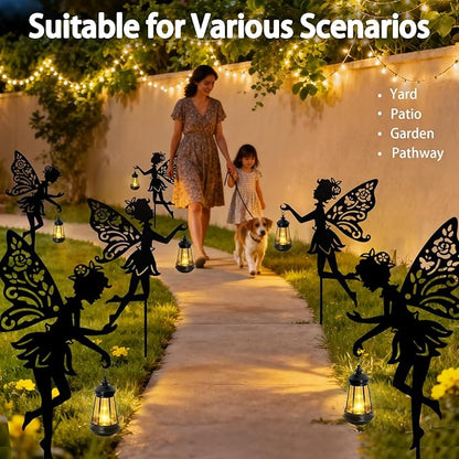 Solar Fairy Garden Lights Outdoor, 2 Pack Hanging Lantern Fairy Stakes - Image 6