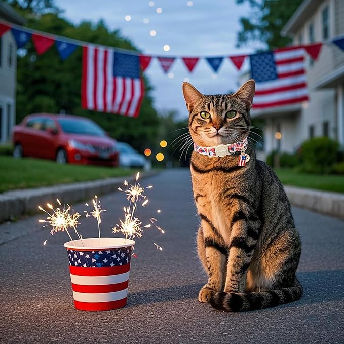 2 Pack American Flag Cat Collars Breakaway - Image 5