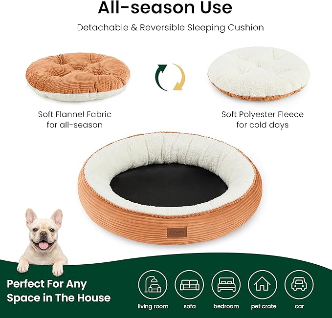 Love's cabin Round Donut Cat and Dog Cushion Bed, 30in Pet Bed - Image 3