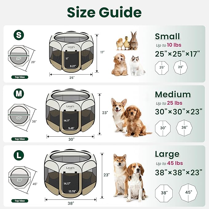 Love's cabin Dog Playpen with Washable Pee Pad, Puppy Pet Cat Playpen Small - Image 2