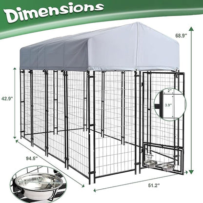 8x4x6 FT Outdoor Dog Kennels for Large Dogs, Heavy Duty Welded Wire Steel - Image 6
