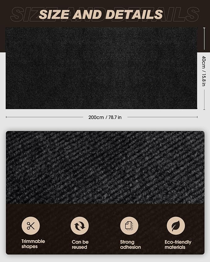 Cat Scratch Furniture Protector, Trimmable Self-Adhesive Carpet, DIY Climb Cat - Image 4