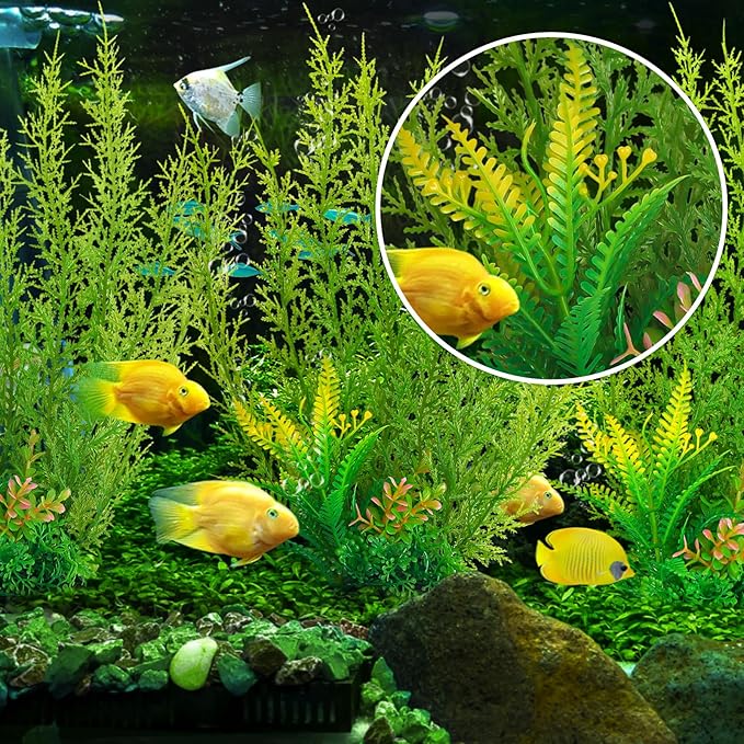 QUOZUO Fish Tank Accessories Large Plants, Aquarium Decor Plastic Plants 3pcs - Image 5