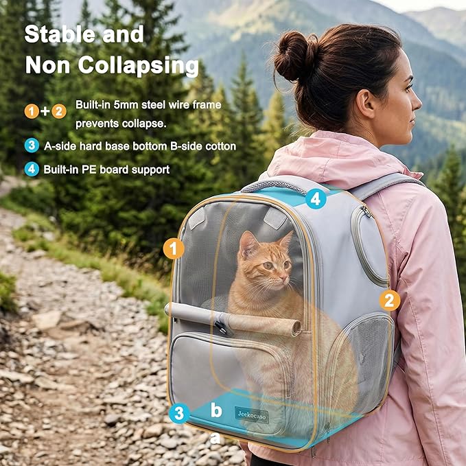 Cat Backpack Carrier Expandable, Breathable Mesh & Lockable Zippers & Shaded - Image 6