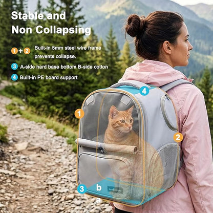 Cat Backpack Carrier Expandable, Breathable Mesh & Lockable Zippers & Shaded - Image 6