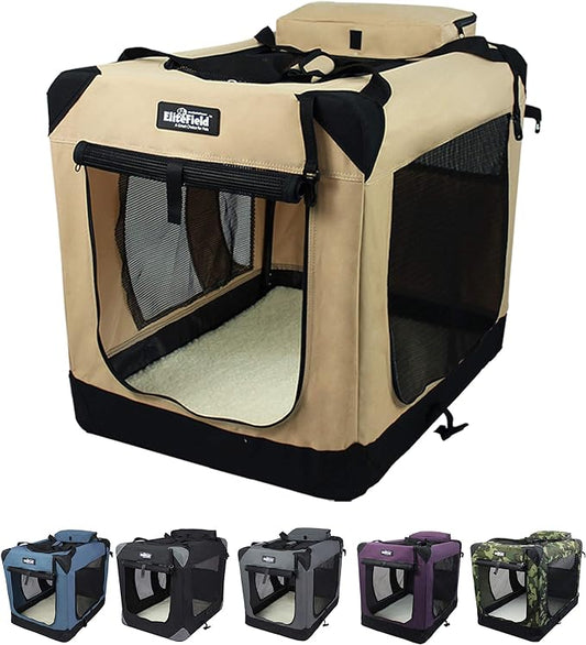 EliteField 3-Door Folding Soft Dog Crate by EliteField