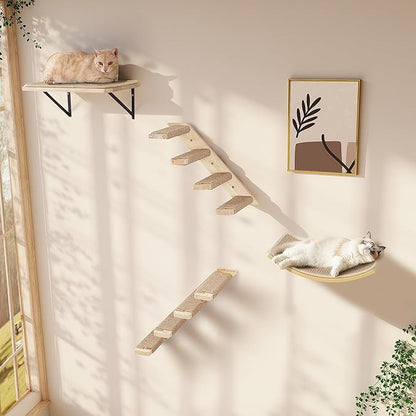 2PCS Cat Wall Shelves with Scratching Mat, 16.6x9.7 Inch Solid Pine Wood Wall - Image 9