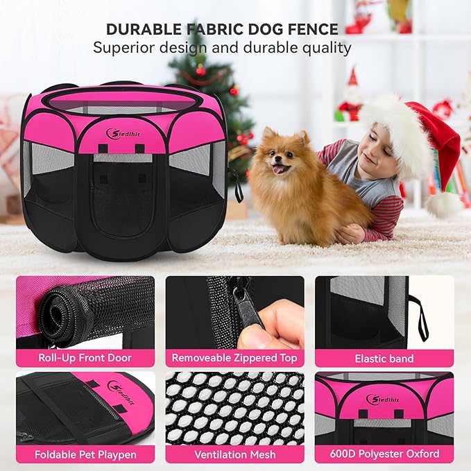 Siedihit Dog Playpen, Medium Puppy Pet Playpen, Dog Crate Tent Cage - Image 4