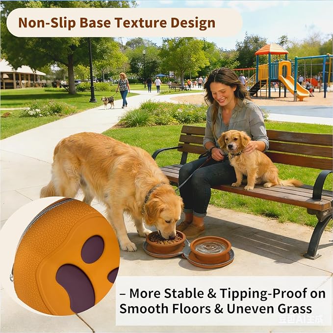 Collapsible Dog Bowls, 2-in-1 Silicone Pet Food and Water Bowl - Image 4