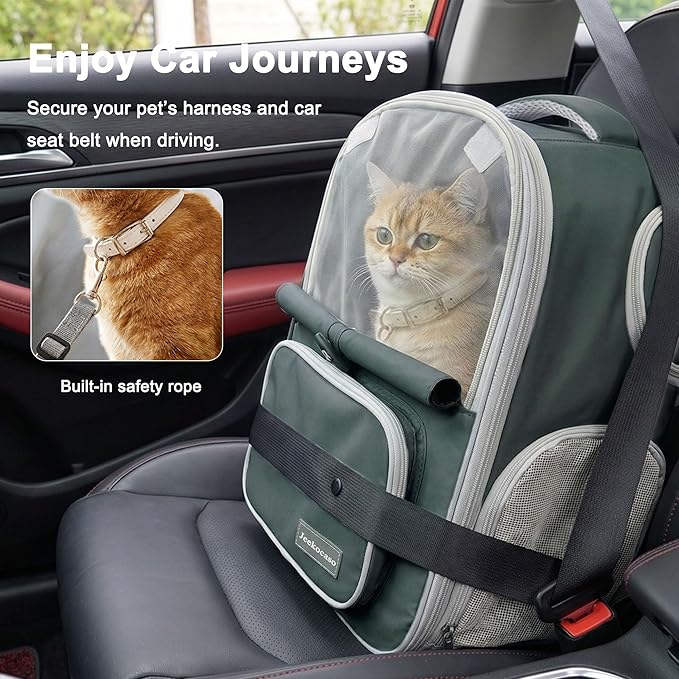 Cat Backpack Carrier Expandable, Breathable Mesh & Lockable Zippers & Shaded - Image 8