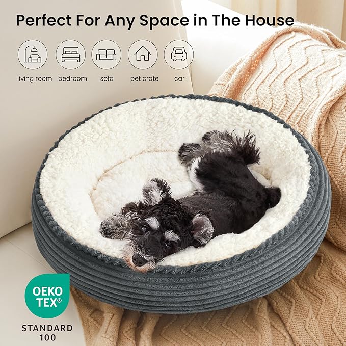 Love's cabin Round Donut Cat and Dog Cushion Bed, 24in Pet Bed - Image 6