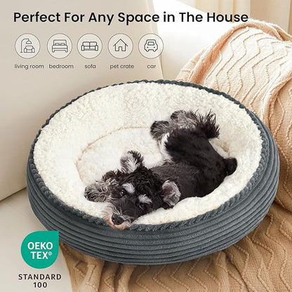 Love's cabin Round Donut Cat and Dog Cushion Bed, 24in Pet Bed - Image 6