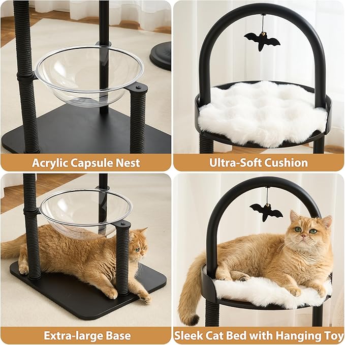 34" Modern Cat Tree Furniture, Minimalist Metal Frame Cat Tower - Image 8