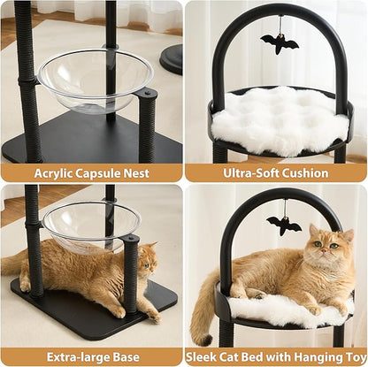 34" Modern Cat Tree Furniture, Minimalist Metal Frame Cat Tower - Image 8