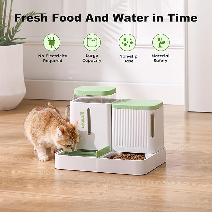 ZOMISIA Gravity Cat Feeder and Water Dispenser, 2 in 1 Cat Self Feeder - Image 5