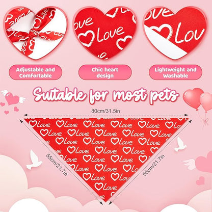 50 Pcs Valentines Day Dog Bandanas Bulk Red and Pink Heart Bandanas - Image 3