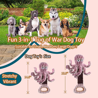 YZHDUXIU Squeaky Dog Toys, Octopus Dog Toy Interactive Tug of War Puppy Toy to - Image 2