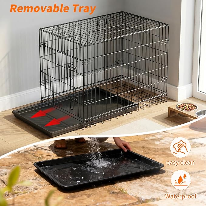 FDW Dog Crate 36-Inch Dog Cage Single Door Foldable Metal Kennel - Image 4