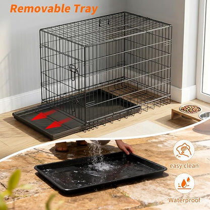 FDW Dog Crate 36-Inch Dog Cage Single Door Foldable Metal Kennel - Image 4