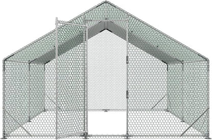 VEVOR Large Metal Chicken Coop, 9.8 x 9.8 x 6.6 ft, Walk-in Chicken Run House - Image 9