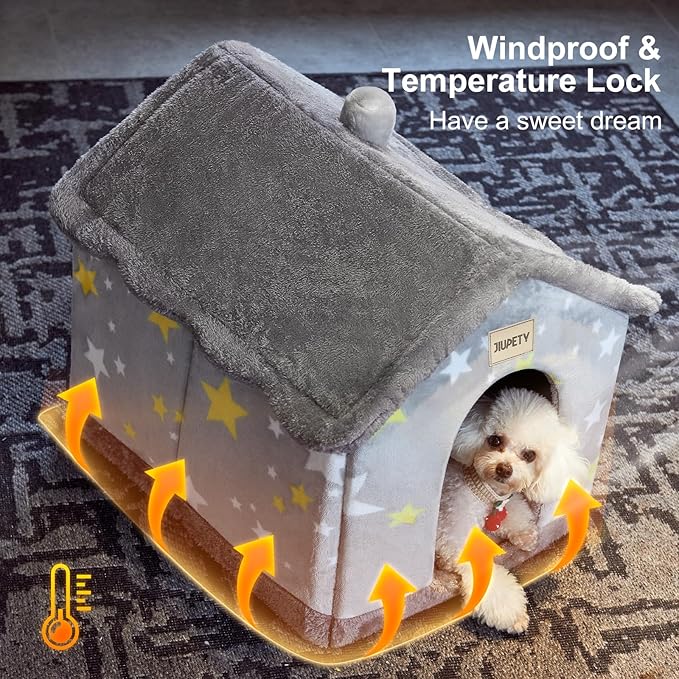 JIUPETY Cute Cat Beds for Indoor Cats, Foldable Cat House - Image 2