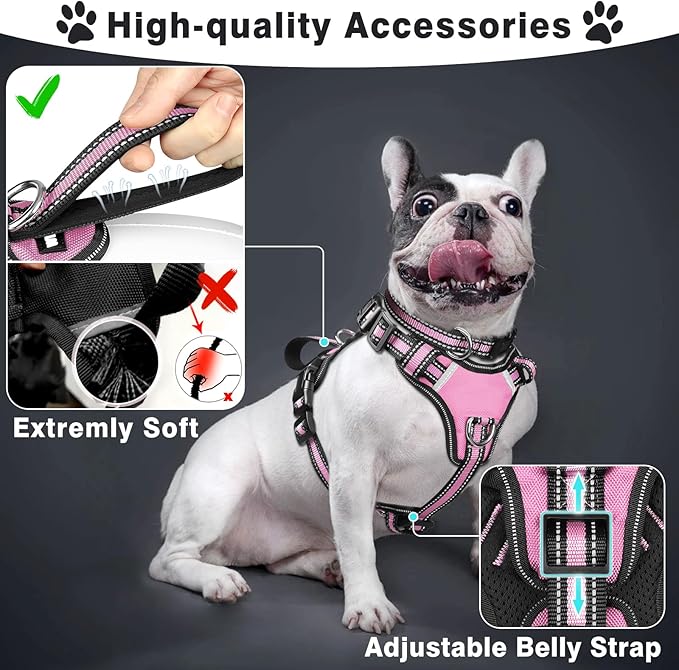 WINSEE Pet Harness Collar and Leash Set, All-in-one Reflective Dog Harness No - Image 2