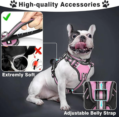WINSEE Pet Harness Collar and Leash Set, All-in-one Reflective Dog Harness No - Image 2