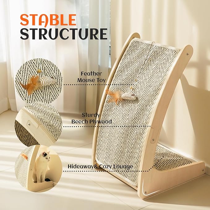 PETKARAY Cat Scratcher, Sisal Cat Scratch Pad, Curved Scratching Board - Image 4