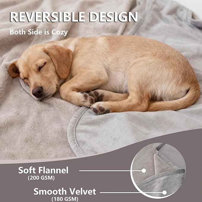 Waterproof Dog Blanket for Bed, Reversible King Size Pet Couch Throw Blankets - Image 3