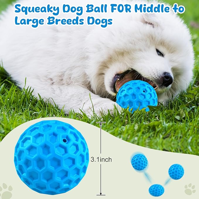 Squeaky Dog Toys for Aggressive Chewers, Indestructible Dog Balls for - Image 2
