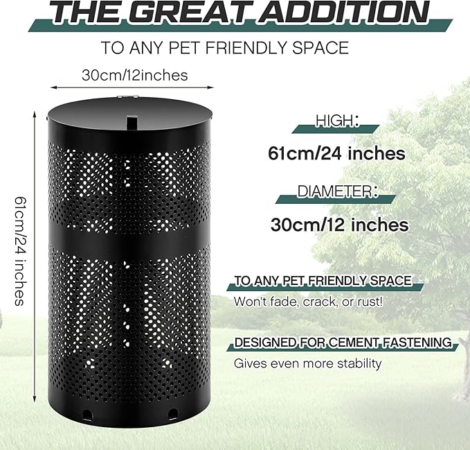 Dansydaisy Round Outdoor 10 Gallon Capacity Trash Can - Image 2