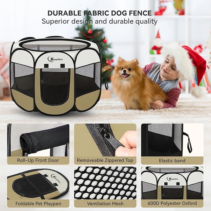 Siedihit Dog Cat Playpen, Medium Puppy Pet Playpen, Dog Crate Tent Cage - Image 7