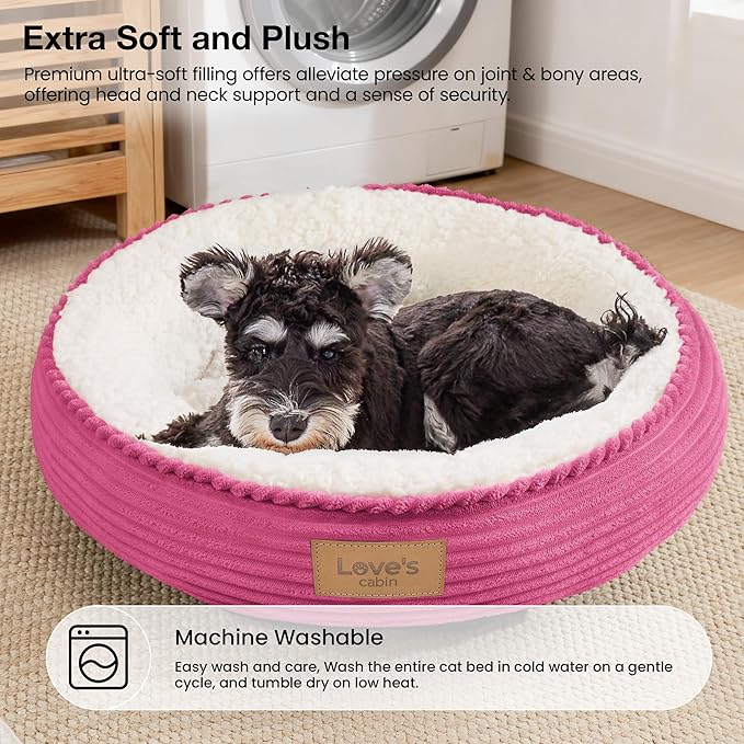 Love's cabin Round Donut Cat and Dog Cushion Bed, 24in Pet Bed - Image 7