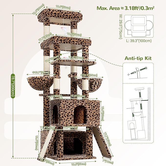 Globlazer Heavy Duty Cat Tree 78 inch Sturdy Cat Tower - Image 6