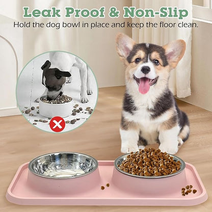 BNOSDM Double Dog Food Bowls Stainless Steel Dog Food and Water Bowls - Image 2