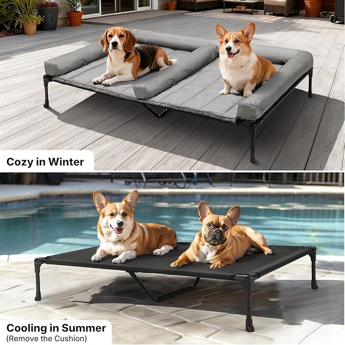 Veehoo Elevated Dog Bed for Two Dogs, Cooling Raised Dog Bed - Image 5