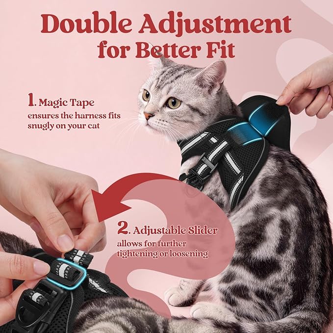 rabbitgoo Cat Harness and Leash, Step-in Escape Proof Kitten Harness Set - Image 3