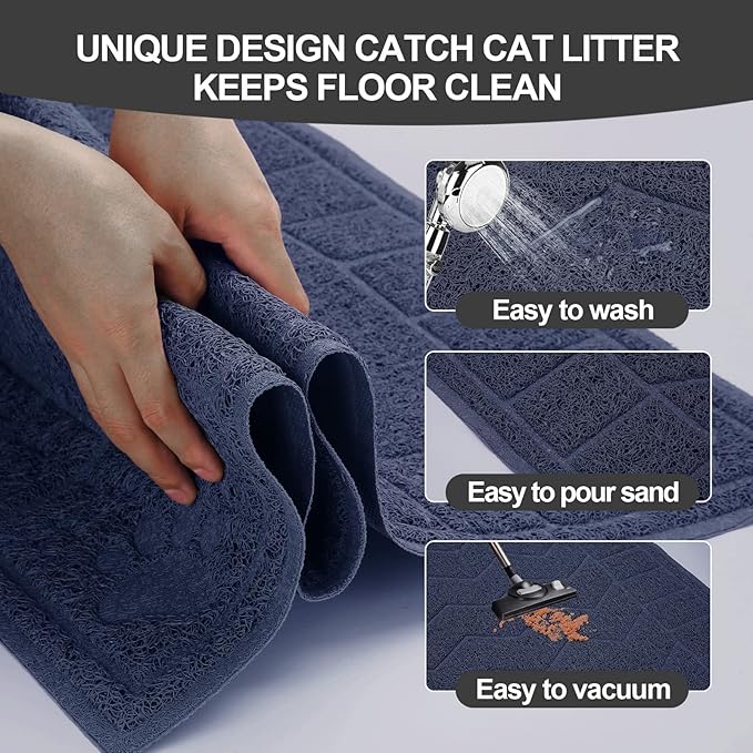 Cat Litter Mat, Litter Trapping Mat Soft on Kitty Paws, Waterproof, Easy Clean - Image 3