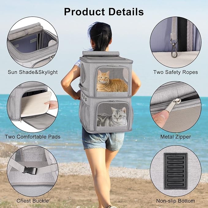 2-in-1 Extra Large Double Pet Carrier Backpack - Image 4