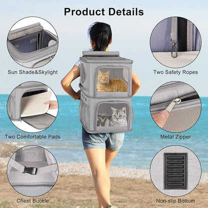 2-in-1 Extra Large Double Pet Carrier Backpack - Image 4