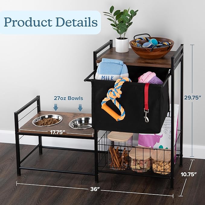 Elevated Dog Bowls with Storage - Image 3